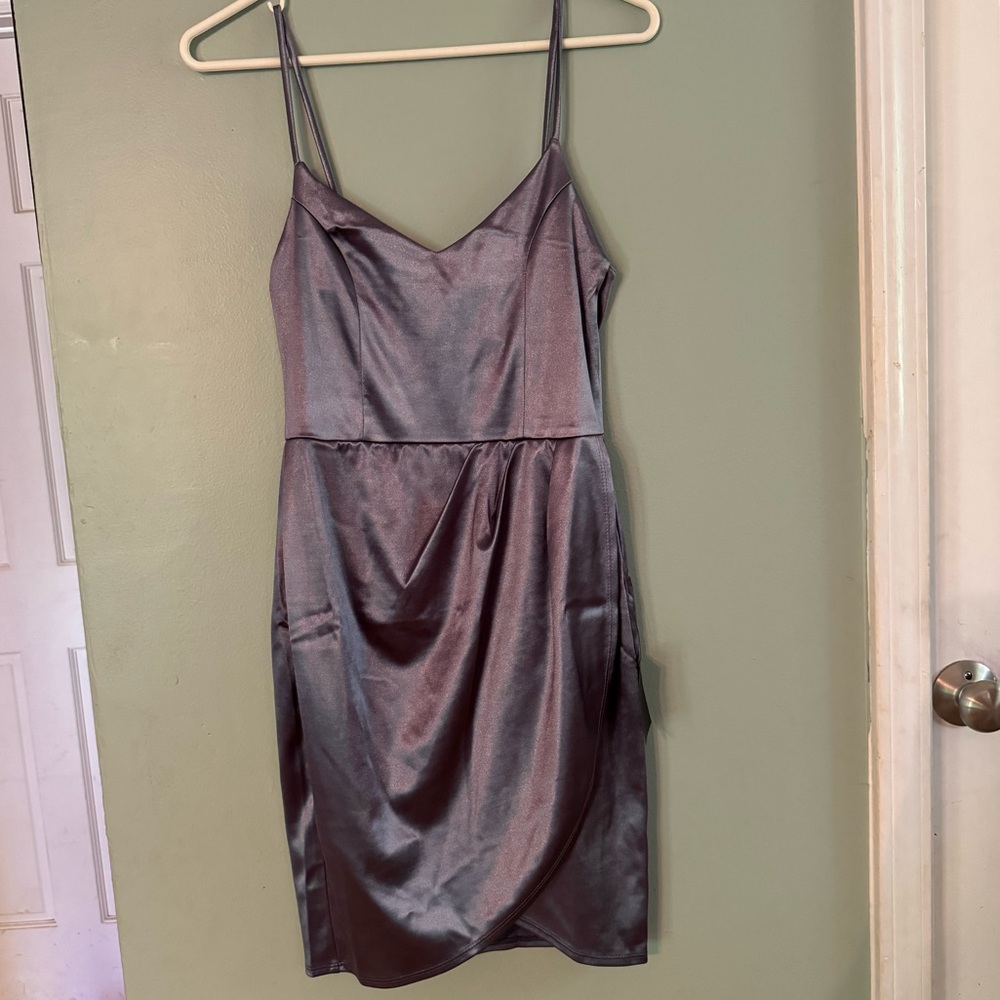 Lulu’s S Blue Satin Mini Dress NWT